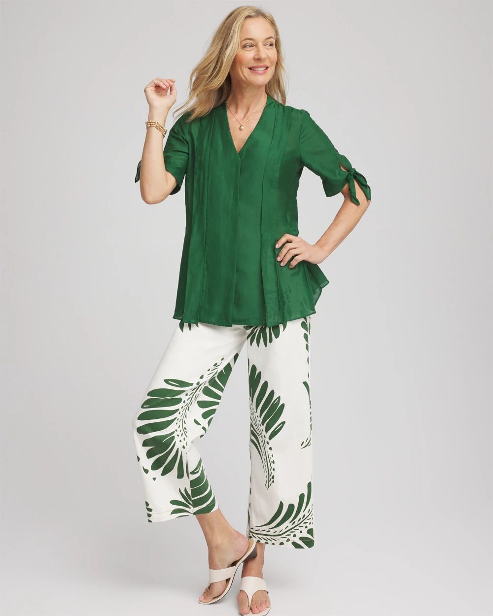 Cotton Voile & Silk Pleated Blouse Chico's